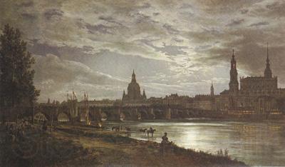 Johan Christian Dahl View of Dresden in Full Moonlight (mk22) France oil painting art